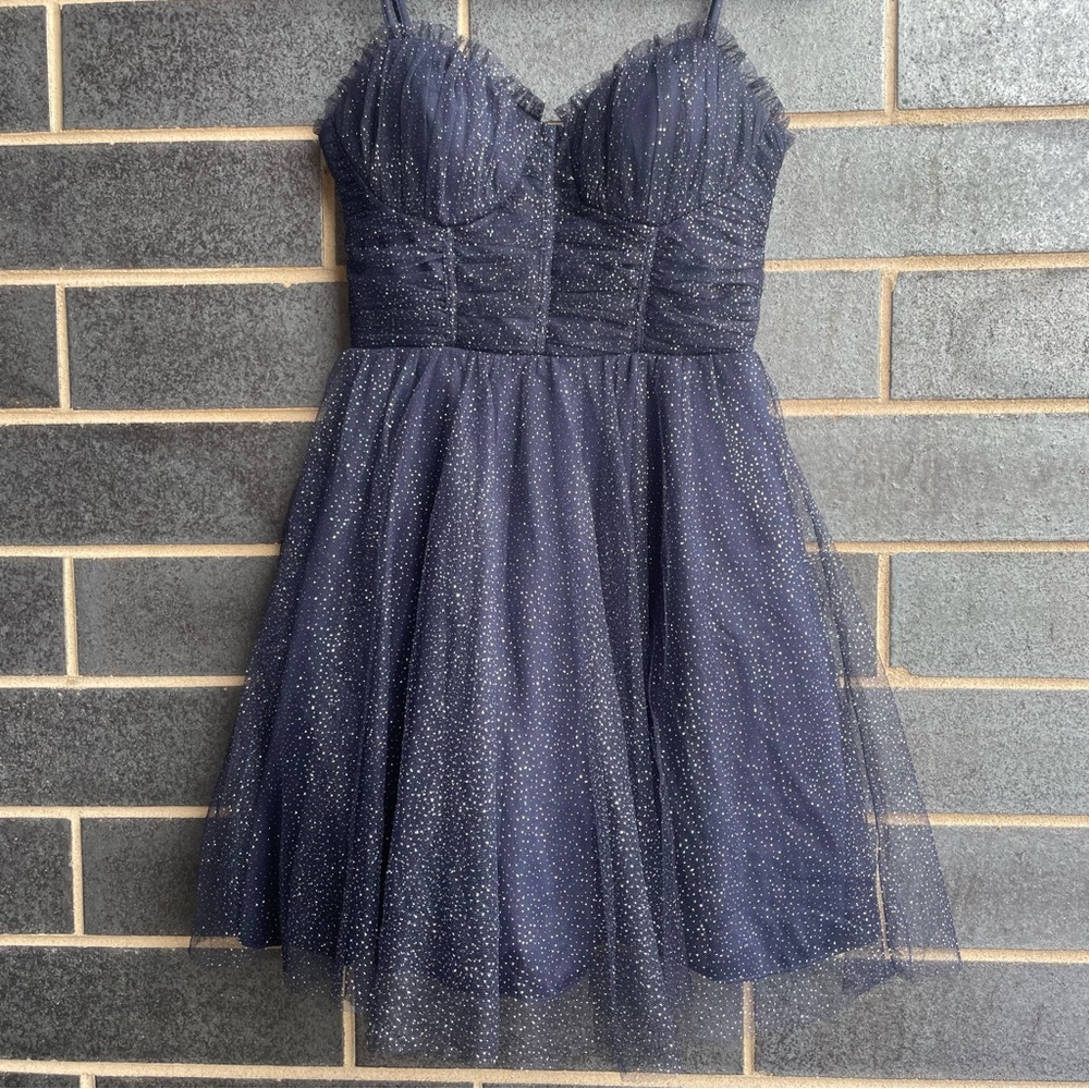 City Studio Navy Glitter Prom Dress